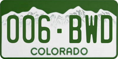CO license plate 006BWD