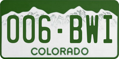 CO license plate 006BWI