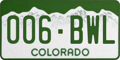 CO license plate 006BWL