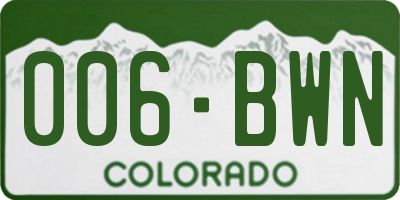 CO license plate 006BWN