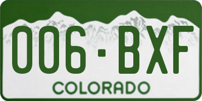 CO license plate 006BXF