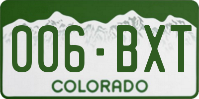 CO license plate 006BXT
