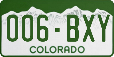 CO license plate 006BXY