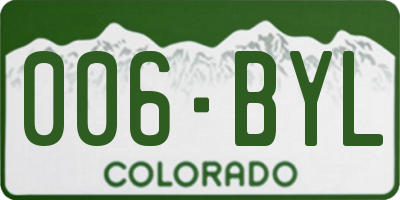 CO license plate 006BYL