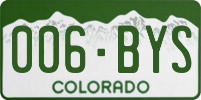 CO license plate 006BYS