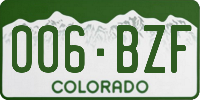 CO license plate 006BZF