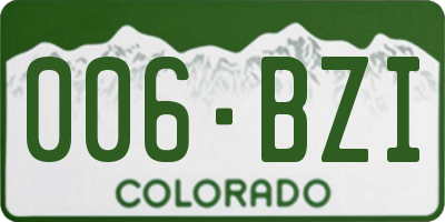 CO license plate 006BZI