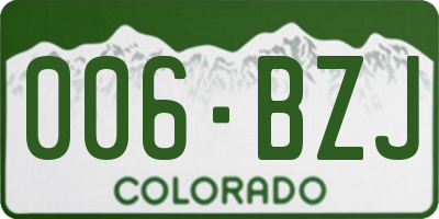 CO license plate 006BZJ