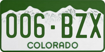 CO license plate 006BZX