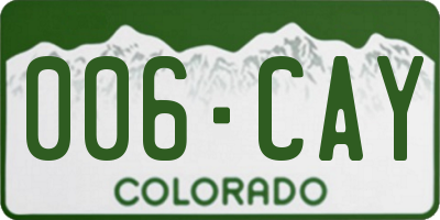 CO license plate 006CAY