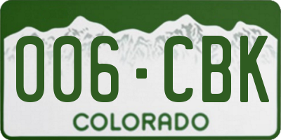 CO license plate 006CBK