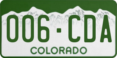 CO license plate 006CDA