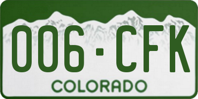 CO license plate 006CFK