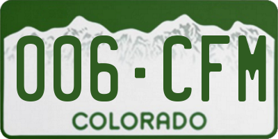 CO license plate 006CFM