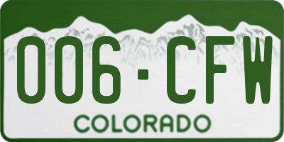 CO license plate 006CFW