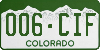 CO license plate 006CIF