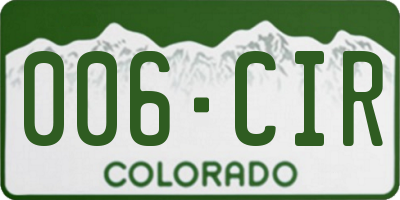 CO license plate 006CIR
