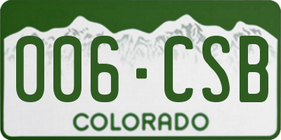 CO license plate 006CSB