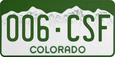 CO license plate 006CSF