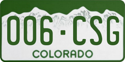 CO license plate 006CSG