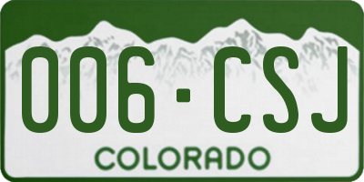 CO license plate 006CSJ