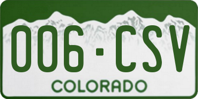 CO license plate 006CSV
