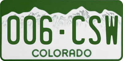 CO license plate 006CSW