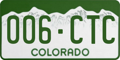 CO license plate 006CTC
