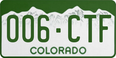 CO license plate 006CTF