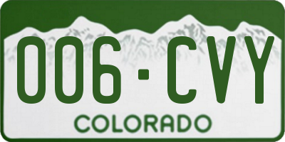 CO license plate 006CVY
