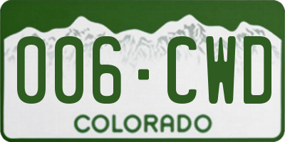 CO license plate 006CWD
