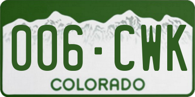 CO license plate 006CWK