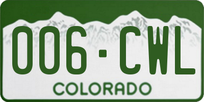 CO license plate 006CWL