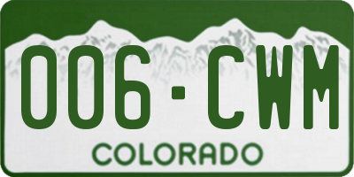 CO license plate 006CWM