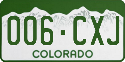 CO license plate 006CXJ