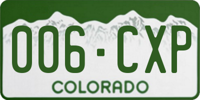 CO license plate 006CXP