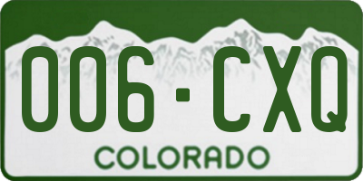 CO license plate 006CXQ