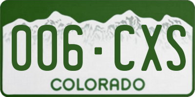 CO license plate 006CXS