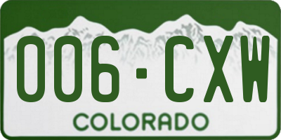 CO license plate 006CXW