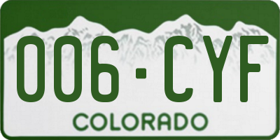 CO license plate 006CYF