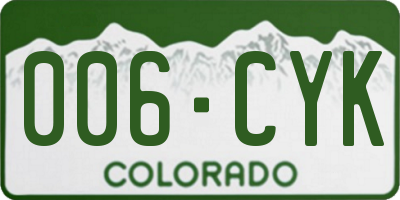 CO license plate 006CYK