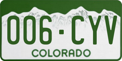 CO license plate 006CYV