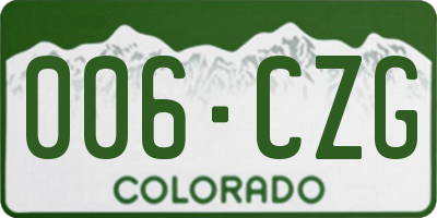 CO license plate 006CZG