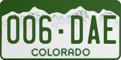 CO license plate 006DAE