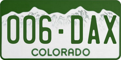 CO license plate 006DAX