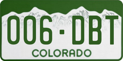 CO license plate 006DBT