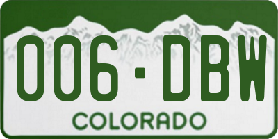CO license plate 006DBW