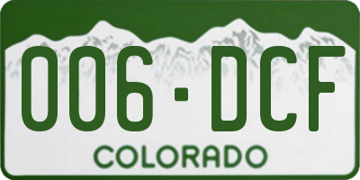 CO license plate 006DCF
