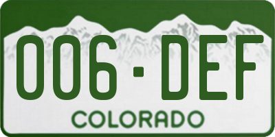 CO license plate 006DEF