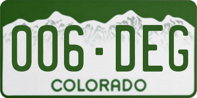 CO license plate 006DEG